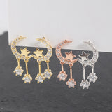 Pentagram Moon with Zircon Earrings – Everyday Gifts — 4
