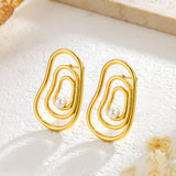 Vortex Oval Line Pearl Stud Earrings Exaggerated – Holiday Gift Ideas — 3