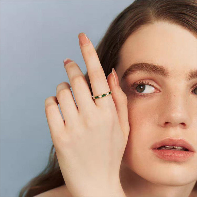Popular Copper-plated Gold Emerald Zircon Ring – Holiday Gift Ideas — 1