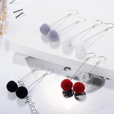 Velvet Long Cute Sweet Fluffy ball Earrings – Meaningful Gifts — 1