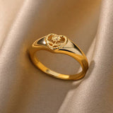 Hollow Out SUNFLOWER Love Heart-shaped Ring – Gifts for Couples — 3