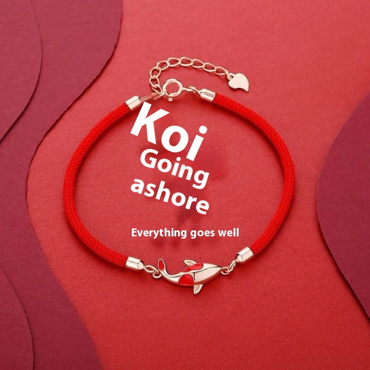 Handmade Koi Braided Rope Red Rope Bracelet – Jewelry Gift Ideas — 1