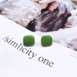 925 Silver Needle Square Simple Color Stud Earrings – Gifts for Her — 10