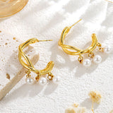Cross Winding Pearl Eardrops Stud Earrings Ladies – Meaningful Gifts — 3
