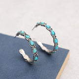 Western Water Drop Turquoise Ear Ring C- Shaped – Thoughtful Gifts — 5