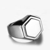 Simple Polished Hexagonal Titanium Steel Ring – Special Occasion Gifts — 2