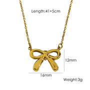 Bow Stainless Steel 14K Gold Earrings Necklace – Jewelry Gift Ideas — 7