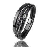 Punk Design Stainless Steel Leather Bracelet – Jewelry Gift Ideas — 2