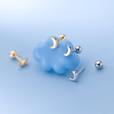 S925 Silver Earrings Female Glossy Moon With Ear Plug – Gifts for Her — 1