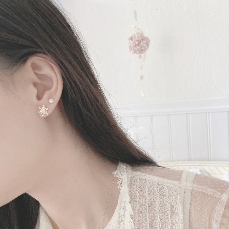 Aestheticism Snowflake Pearl Earrings Ins Female – Gifts for Her — 1