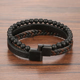 Natural Stone Volcanic Stone Leather Bracelet – Jewelry Gift Ideas — 5