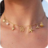 26 Bamboo Letter Necklace Starfish Shell Conch – Jewelry Gift Ideas — 12