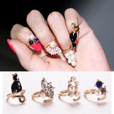 Crystal Cat Pearl Rhinestone Knuckle Nail Ring Set – Cat Lover Gifts — 4
