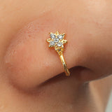 Zircon Nose Rings Metal U-Shaped Leaves Heart Nose – Everyday Gifts — 3