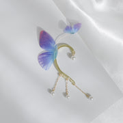 Women's Crystal Pearl Flowing Butterfly Earrings – Gifts for Her — 2