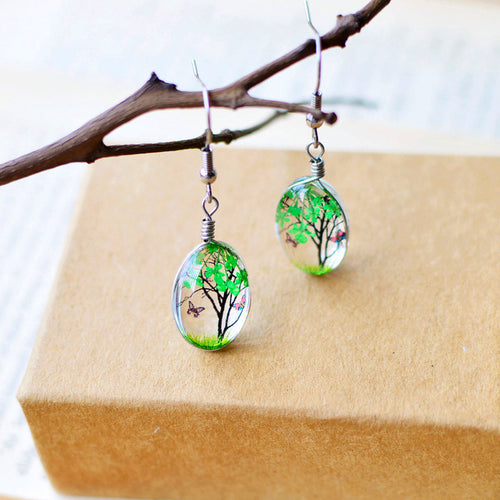 Creative Fashion Dried Flowers Tree Butterfly Earrings – Stylish Gifts — 2