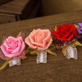 4 Colors Bridesmaid Silk Rose Corsages Hand Flower – Gifts for Her — 4