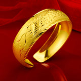 Wedding Ornament Wide Gold Plated Bracelet – Jewelry Gift Ideas — 6