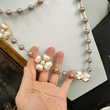 White Flower Pendant Long Necklace And Earrings – Jewelry Gift Ideas — 5