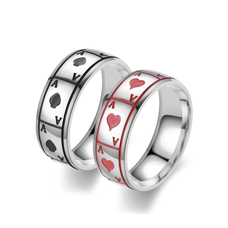 Lucky Of Spades Titanium Steel Ring Magic Playing – Unique Gift Ideas — 1