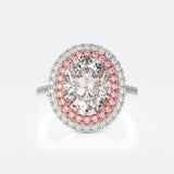 Women's High Carbon Diamond Oval Dove Egg Ring – Gifts for Her — 3