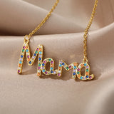 18k Copper Zircon Mom Square Pendant Necklace – Jewelry Gift Ideas — 3