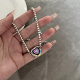 Heart Zircon Necklace Light Luxury Purple Color – Jewelry Gift Ideas — 4