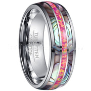 Wide Dome Abalone Shell Deep Magenta Opal Tungsten – Unique Gift Ideas — 2