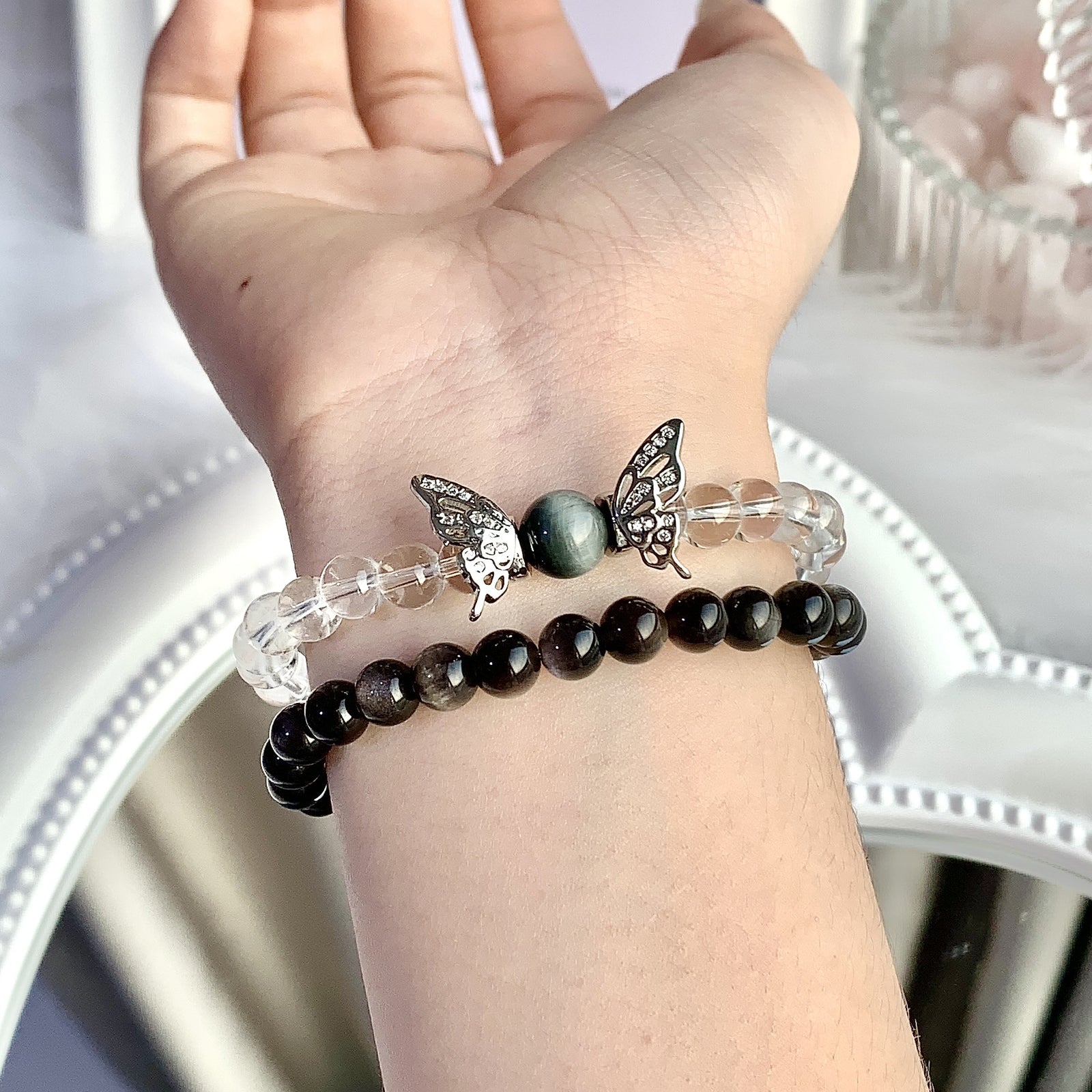 Natural Crystal Bracelet Silver Stone White – Jewelry Gift Ideas — 1