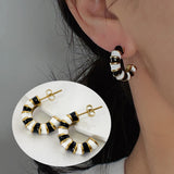 Enamel Drip Glazed Color C- Shaped Bamboo Stud Earrings – Gift Ideas — 17