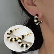 Enamel Drip Glazed Color C- Shaped Bamboo Stud Earrings – Gift Ideas — 17