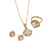 Fashion Rhinestone Pearl Square Necklace Suit – Stylish Gifts — 2