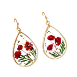 Drop-shaped Epoxy Leaf-shaped Flowers Earrings – Small Gift Ideas — 5