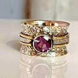 Women's Purple Antique Gold Pattern Ring – Gifts for Her — 3