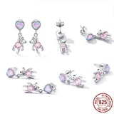 S925 Sterling Silver Zircon Love Bear Stud – Gifts for Couples — 6