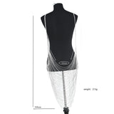 Rhinestone Shiny Sling Maxi Skirt Bra Panties – Stylish Gifts — 9