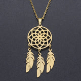 Openwork Dream Catcher Tassel Feather Pendant – Jewelry Gift Ideas — 1