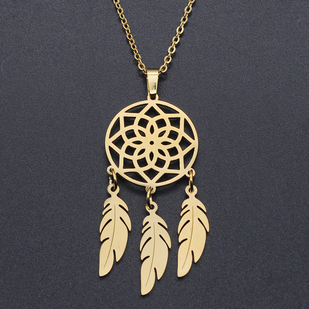 Openwork Dream Catcher Tassel Feather Pendant – Jewelry Gift Ideas — 1