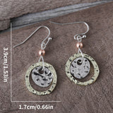 Retro Simplicity Coin Ring Overlapping Two-tone Earrings – Gift Ideas — 4