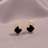Women's Cross Black Small Square Earrings Versatile – Gifts for Her — 1