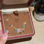 Colorful Rhinestone Flower Necklace Bracelet Stud – Jewelry Gift Ideas — 8