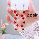 Flower Long Earrings Wild Red Rose Flower Long – Stylish Gifts — 4