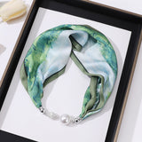 Magnetic Buckle Silk Women Scarf Pearl Necklace – Stylish Gifts — 5