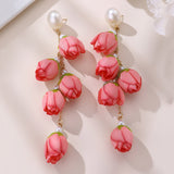 Colorful Green Bud Long Female Stud Earrings – Gifts for Her — 2