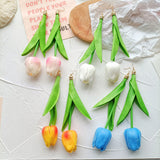 S925 Silver Long Tulip Flower Girl Earrings – Gifts for Kids — 3