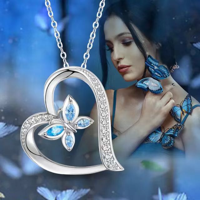 Fashion Butterfly Heart Diamond-encrusted Pendant – Jewelry Gift Ideas — 1