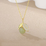 Natural Hotan Jade Leaf Necklace Female S925 – Jewelry Gift Ideas — 4