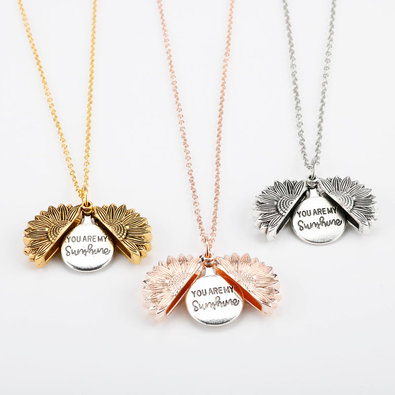 Sunflower Double Lettering Necklace – Jewelry Gift Ideas — 1