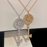 Sunflower Key Necklace Long Sterling Silver – Jewelry Gift Ideas — 1