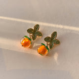 Beautiful Japanese Girl Orange Glass Stud Earrings – Gifts for Kids — 4